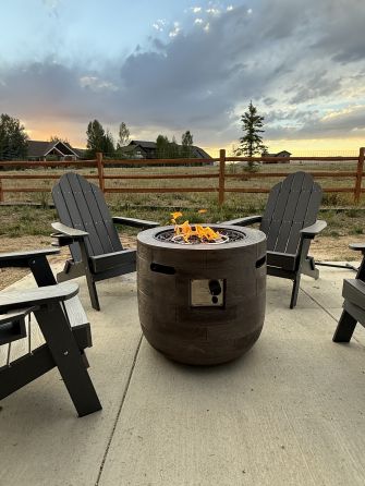 Gas firepit with views of RMNP
