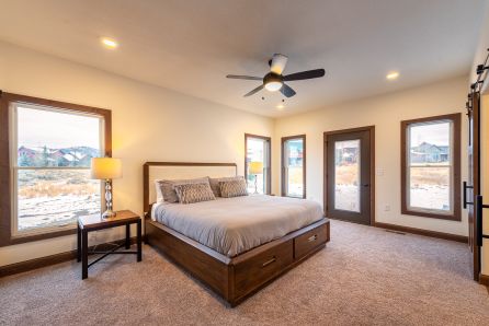 Downstairs primary king bedroom with ensuite bathroom